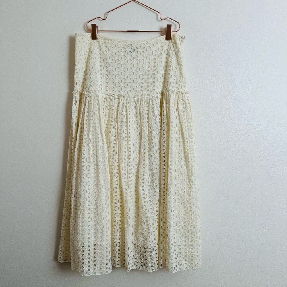 VintageKenzie Cream A-Line Eyelet Midi Skirt - Picture 5 of 8